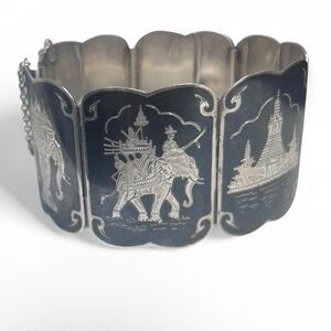 Antique Siam Sterling Panel bracelet